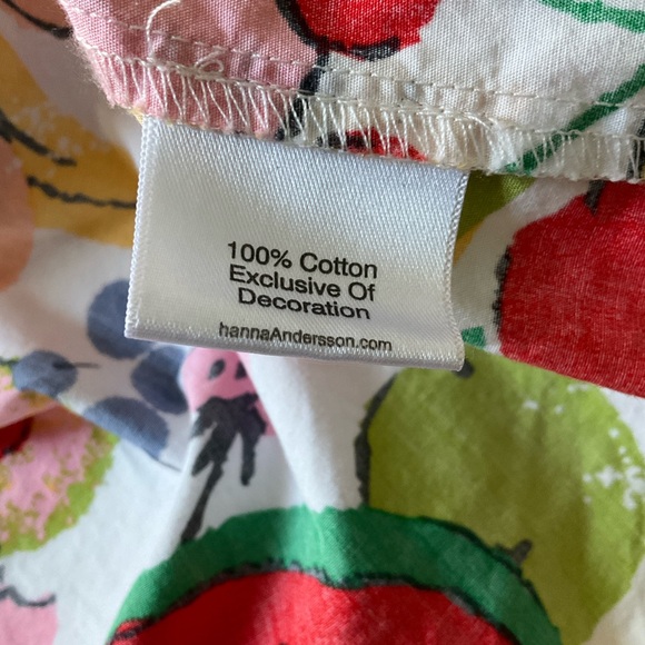 Hanna Andersson Size 8 (130) White Fruit Print Dress with Red Ties - Picture 6 of 9